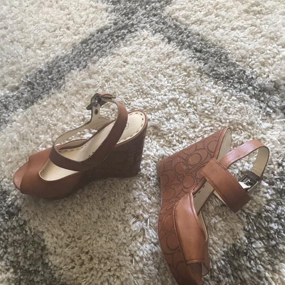 Gently Used Coach Natural Logo Leather Wedges. - Picture 4 of 4